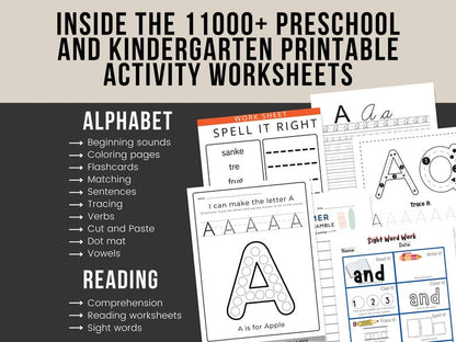 11000 Preschool and Kindergarten Printable Activity Worksheets