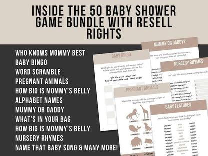 50 Baby Shower Game Bundle