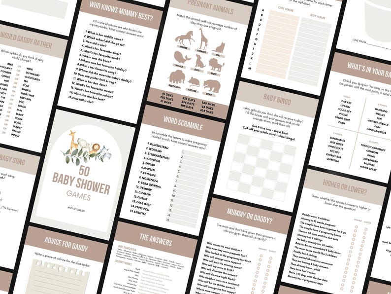 50 Baby Shower Game Bundle