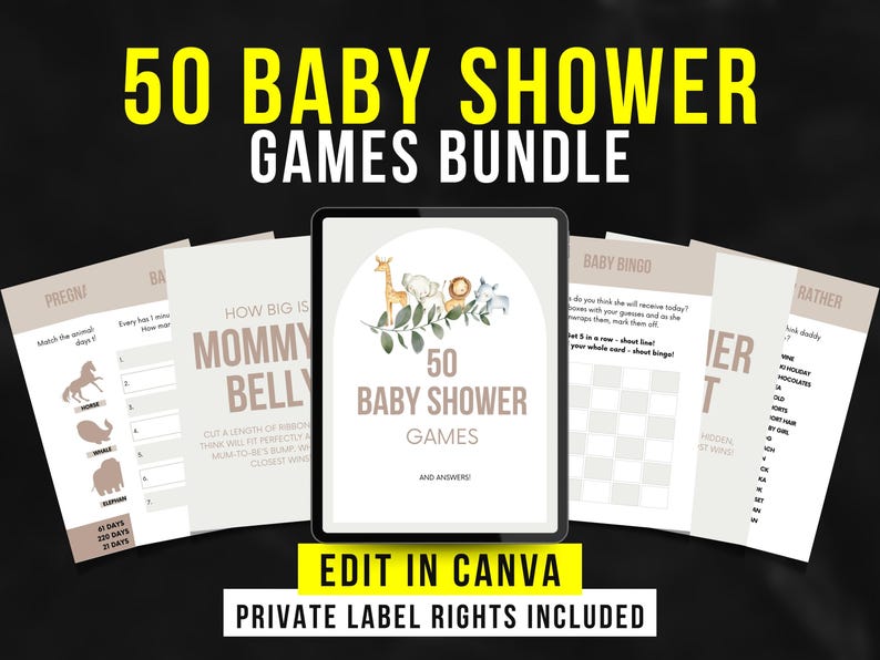 50 Baby Shower Game Bundle