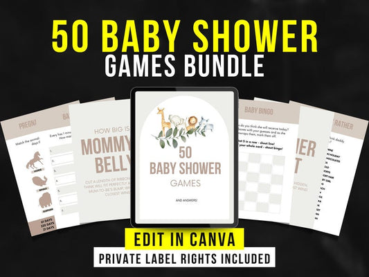 50 Baby Shower Game Bundle