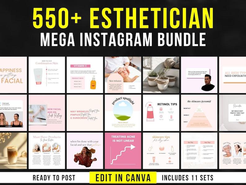 Esthetician Bundle, Skincare Instagram Post Templates