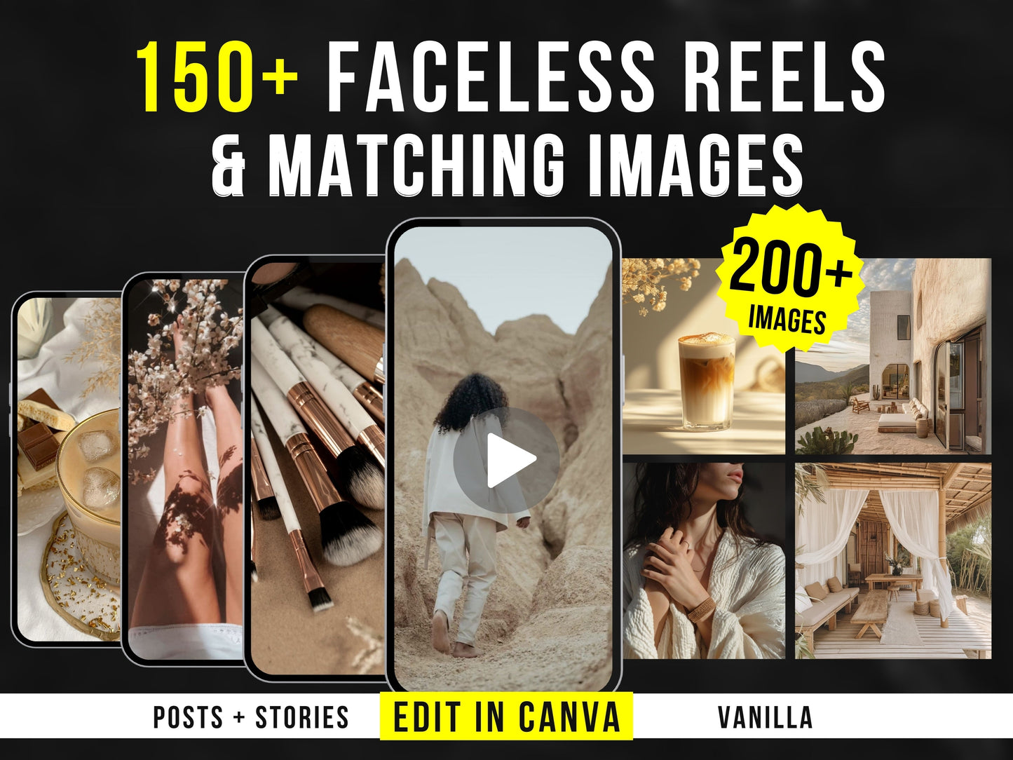 Vanilla Aesthetic Stock Reels Images Bundle