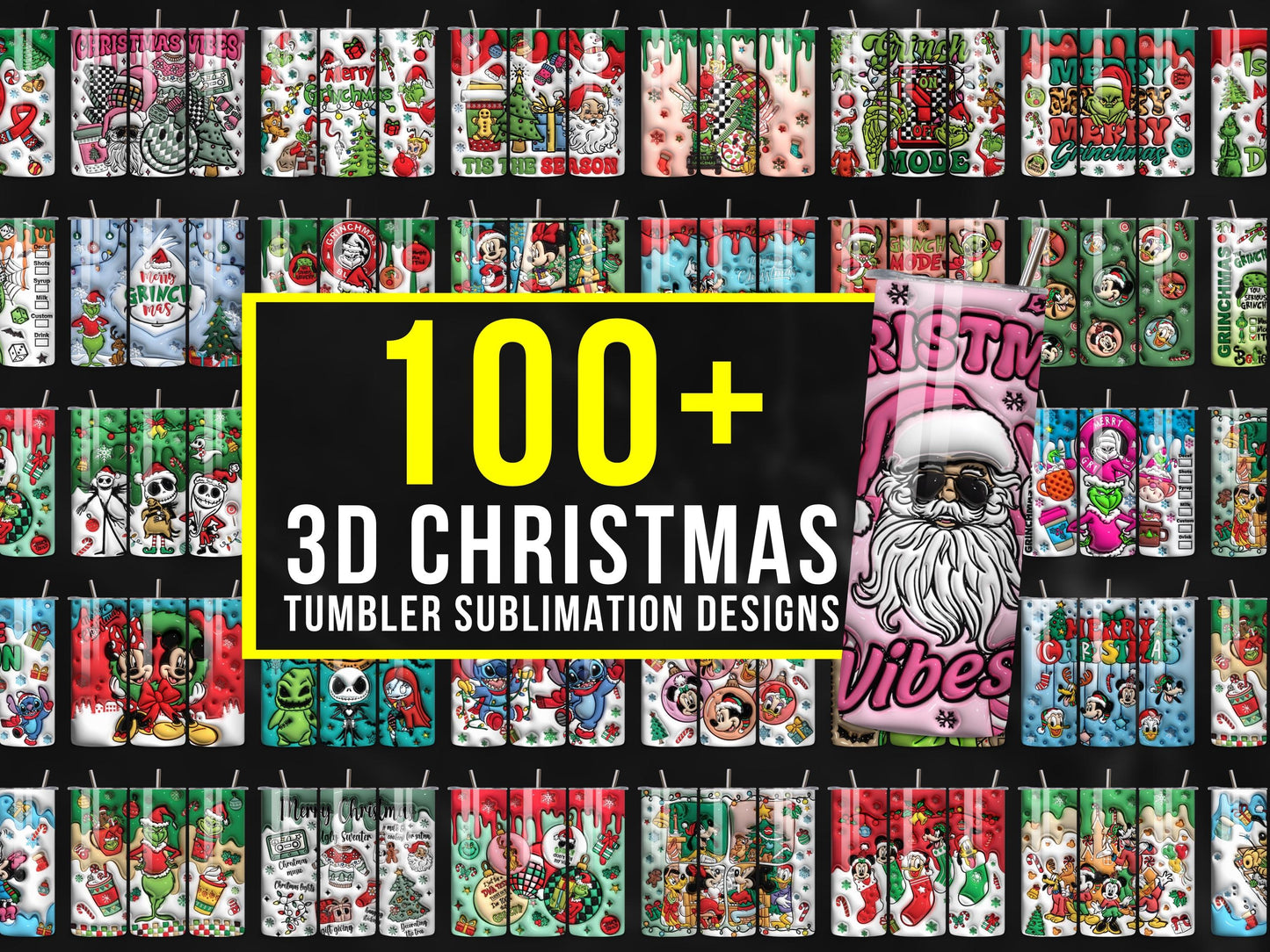 100 Christmas Tumbler Sublimation Designs